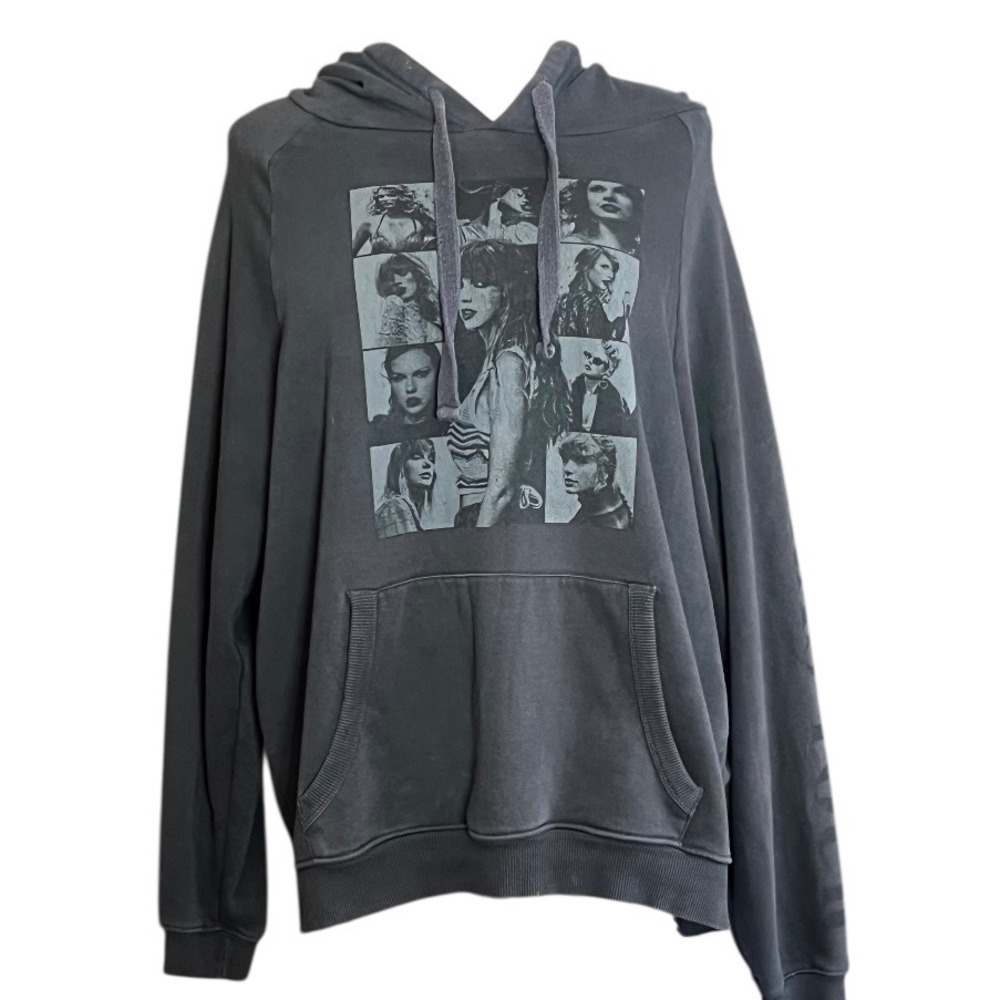 Taylor Swift The‎ Eras Tour Graphic Hoodie Gray Pullover Long Sleeve